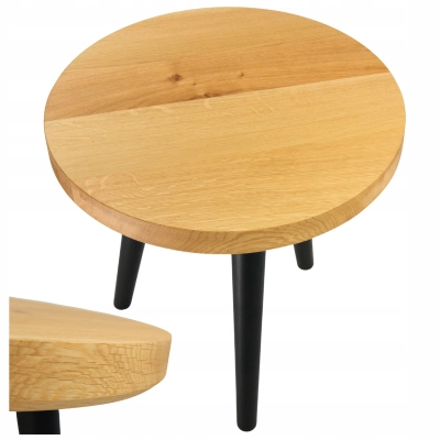 stolik kawowy drewniany dąb okrągły do salonu 40cm