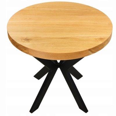 stolik dębowy drewniany okrągły do salonu 90cm