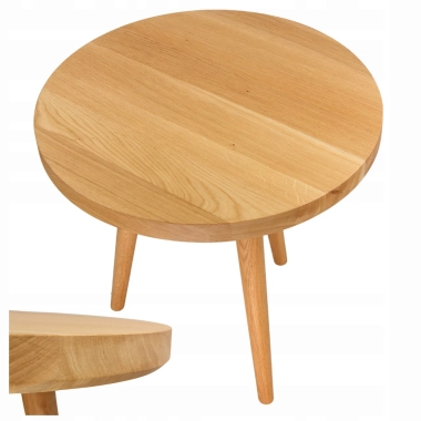 stolik drewniany kawowy okrągły dąb 70cm