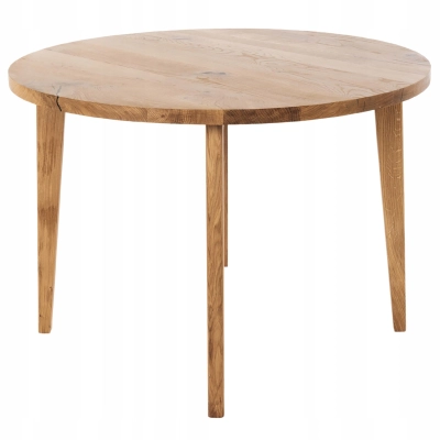 Stół okrągły drewniany 110 cm dąb naturalny kuchenny lite drewno