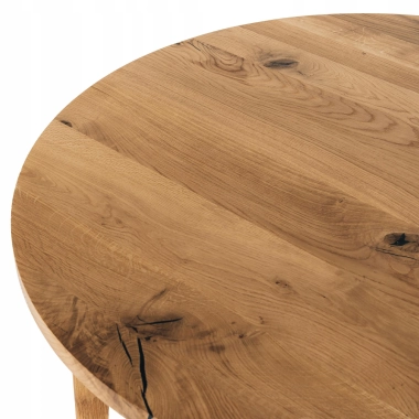 Stół okrągły drewniany 120 cm dąb naturalny kuchenny lite drewno   blat
