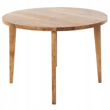 Stół okrągły drewniany 120 cm dąb naturalny kuchenny lite drewno   rustykalny