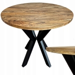 Stół drewniany 110 cm loft okrągły  orzech włoski lite drewno