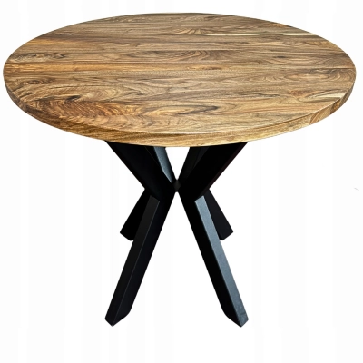 Stół okrągły drewniany loft orzech włoski lite drewno