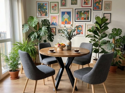 Stół okrągły drewniany80 cm loft orzech włoski lite drewno