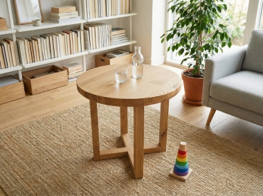 stolik drewniany 40 cm okrągły dębowy lite drewno