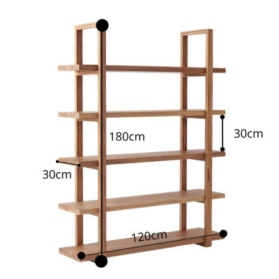 Regał dębowy z litego drewna 120x180cm