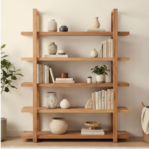 regał dębowy na książki z litego drewna do salonu