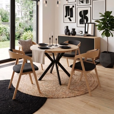 Stół dębowy loft i 4 krzesła dębowe gięte drewniane